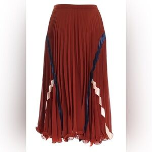 See By Chloe Woman Satin Trimmed Plissé
Georgette Midi Skirt Brown Size:4